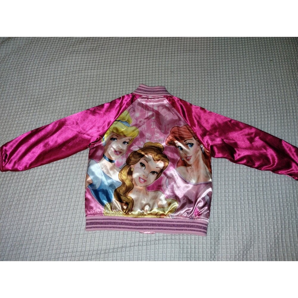 Disney Store Exclusive Disney Princess Pink Satin Varsity Jacket Size Small(5-6)
